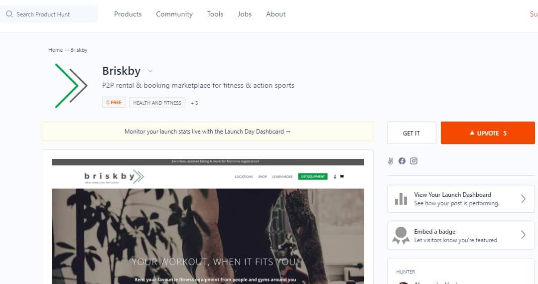 Briskby Launches On Product Hunt